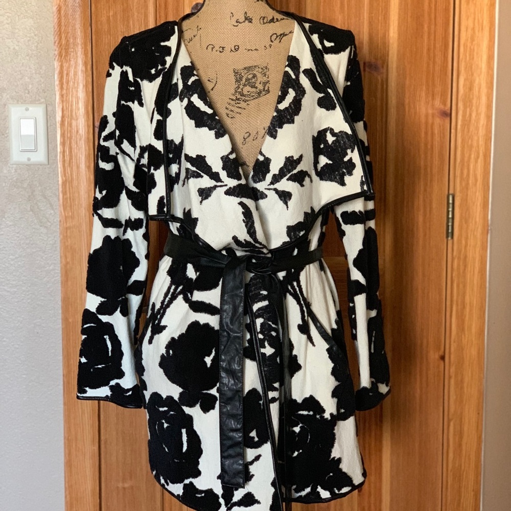 Cardigan Sweater with Faux Leather Belt